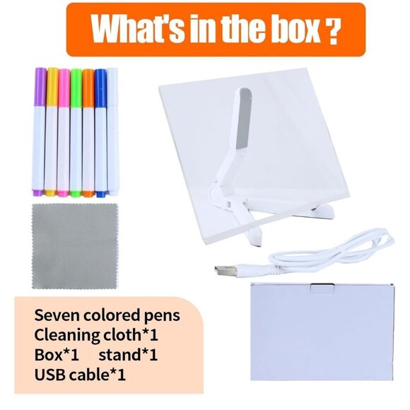 LED Note Board with Colors - Led Acrylic Dry Erase Board with Light & Adjustable - Picture 4 of 4